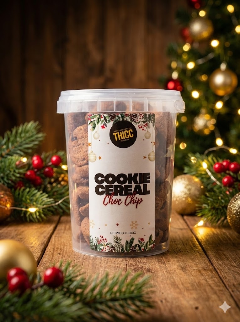 XMAS Cookie Cereal Tub: Choc-Chip- BIGG Brownies & THICC Cookies - New York Style Cookies